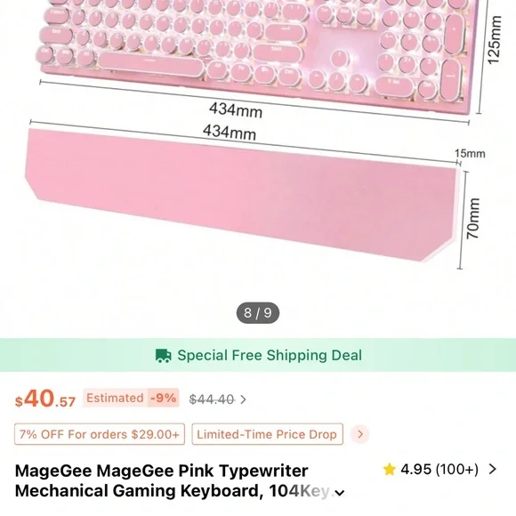 MageGee Pink Typewriter Mechanical Gaming Keyboard